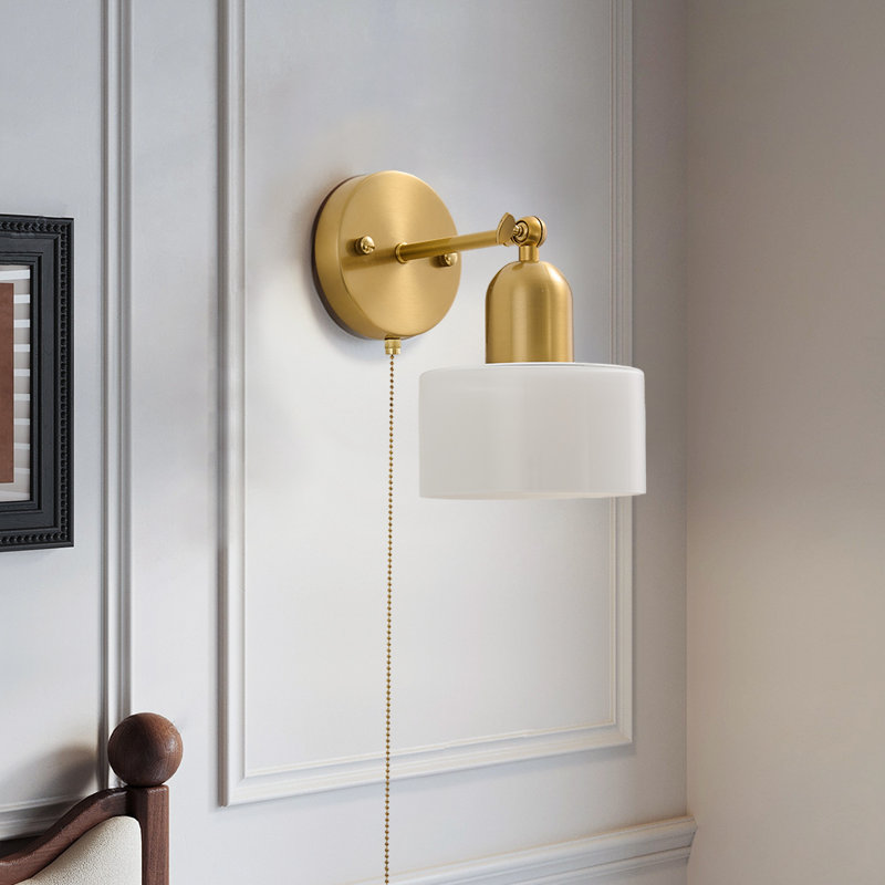 Vintage Wall Sconce With Colorful Glass, Modern Wall Light 180 Degrees Adjustable, White