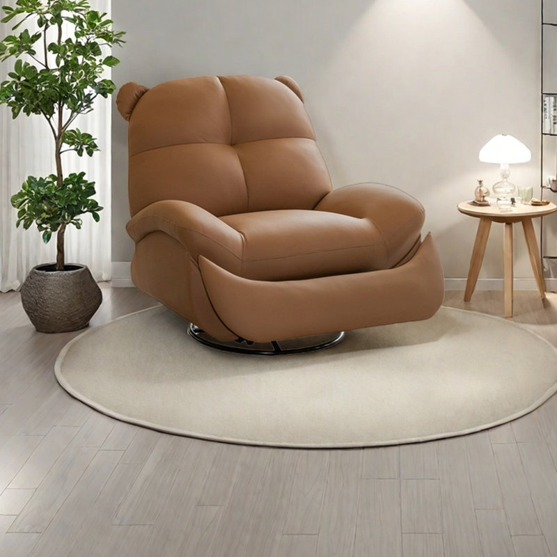 Ergonomic faux leather rotating lounge chair, Brown