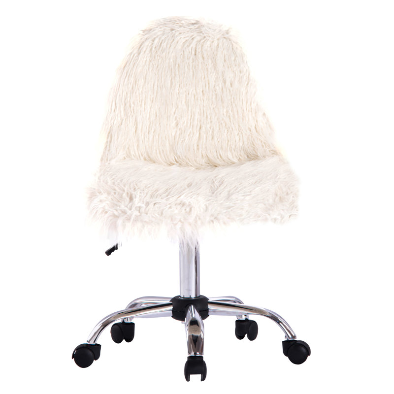 Faux Fur Office Chair, White