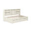 Cadre de lit simple avec tablettes latérales, deux tiroirs et port USB intégré pour une couleur blanc crème-1096840944