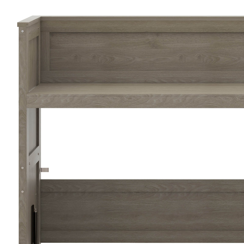 Lit simple simple TG avec bureau et station de charge USB, cadre de lit plateforme pliable avec rangement