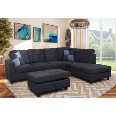 Ebern Designs Addley 3 - Piece Upholstered Sectional | Wayfair