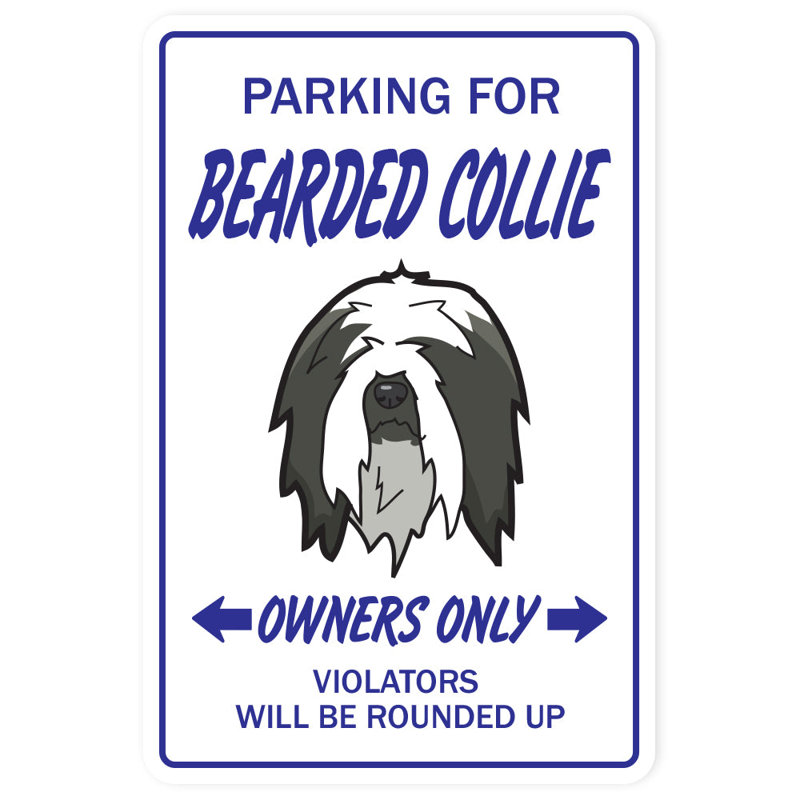 Enseigne de stationnement pour chien Bearied Collie