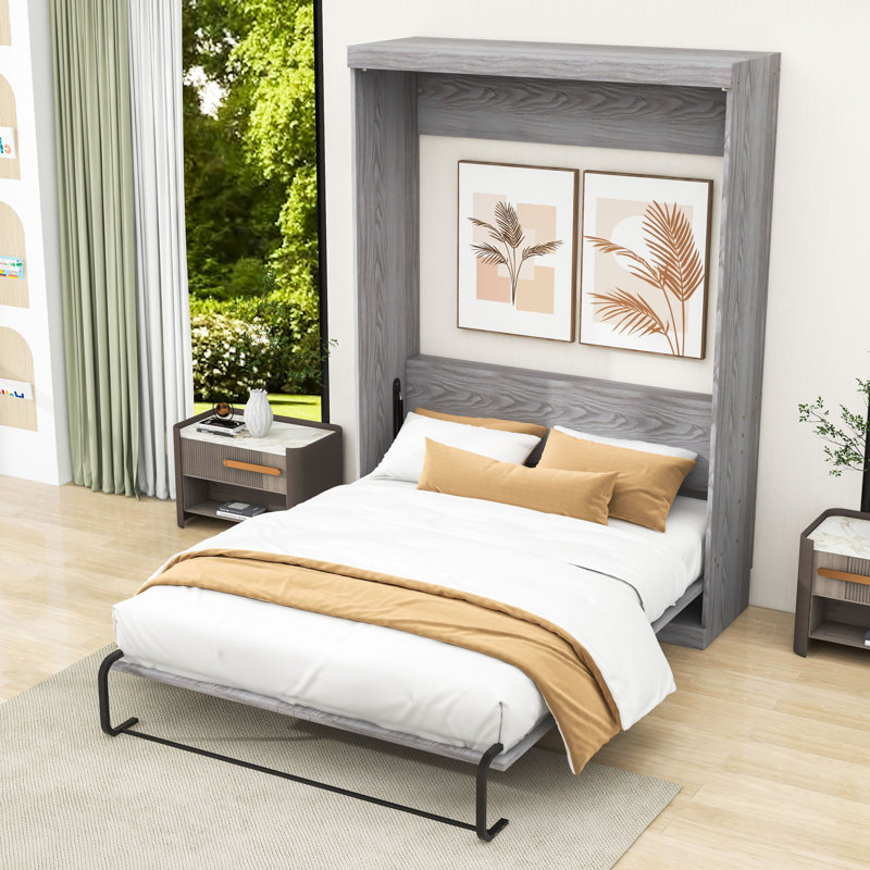 Lit escamotable peu encombrant avec armoire intégrée, Double