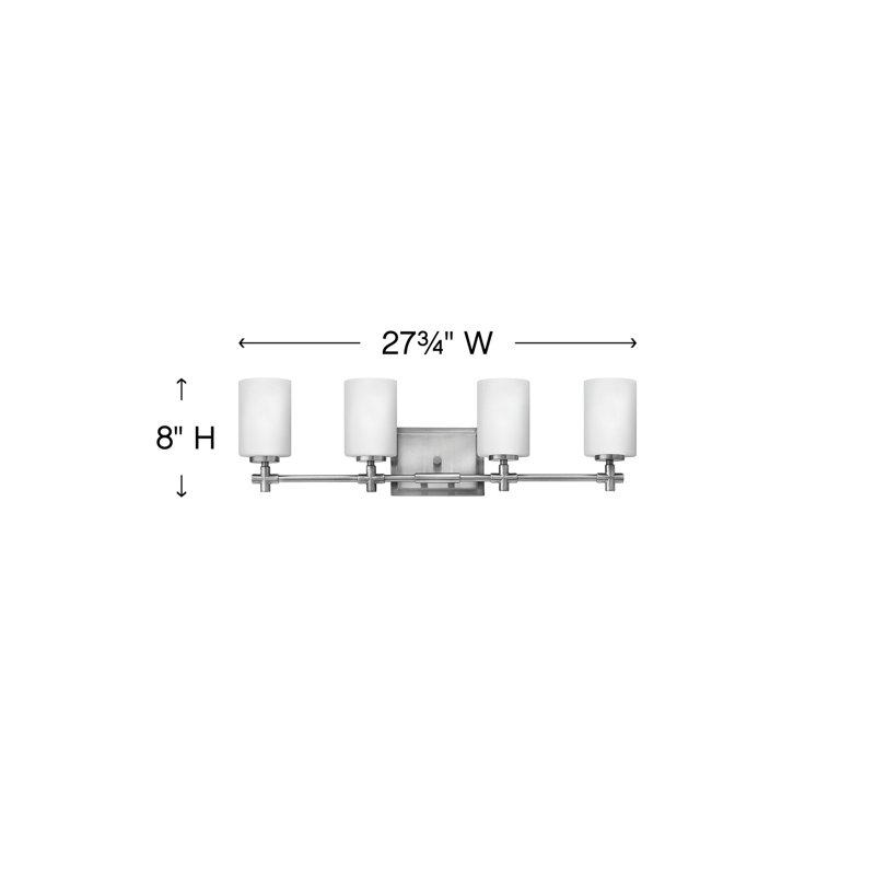 Luminaire pour salle de bain 2 lumières Laurel avec abat-jour cylindrique opale gravé, Nickel brossé