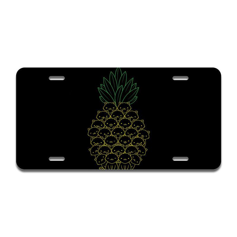Cadre de plaque en aluminium chat ananas