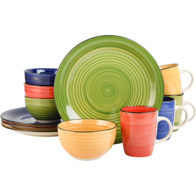 Gibson Home Assorted Colors Ceramic 12-Piece Dinnerware Set