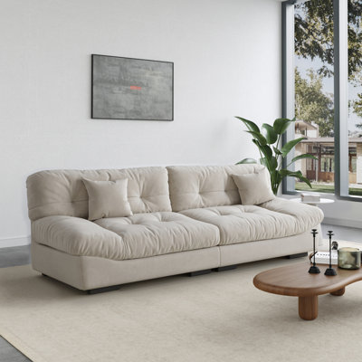 Olivery 105" 3-seat Modular Upholstered Frosted Velvet Cloud Sofa(2 Pieces)