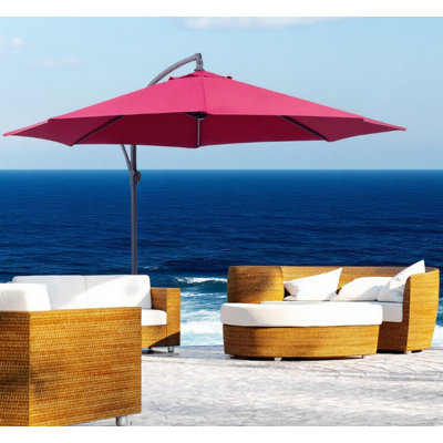 Parasol de patio décalé avec base de parasol en porte-à-faux