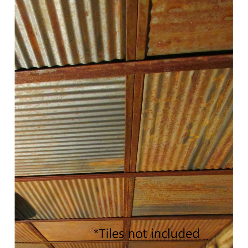 Carreaux de plafond en fer-blanc 1,95 pi., rouille