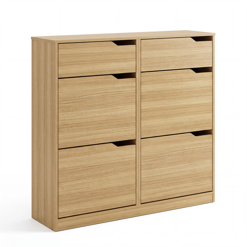 20 - Pair Shoe Storage Cabinet, Natural wood color