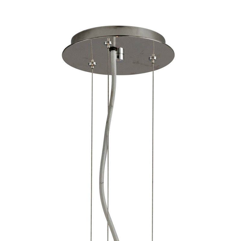 Calligraphy 2 - Light Unique Geometric LED Chandelier, 24" H x 26" W x 26" D, Silver Leaf with Polished Stainless Accents