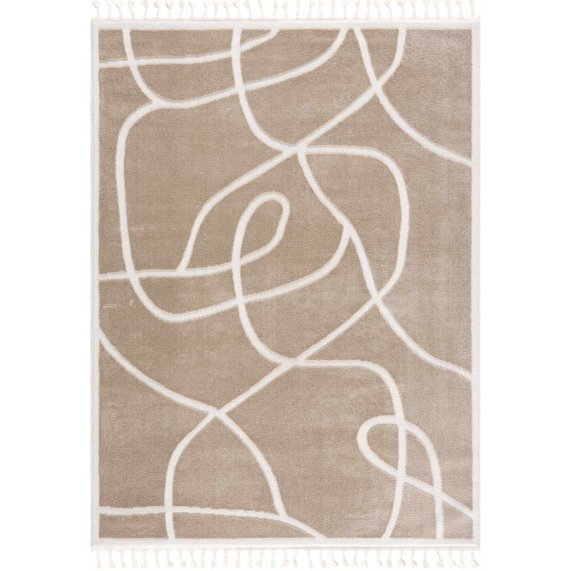 Tomaso Abstract Machine Woven Polypropylene Area Rug in Brown, Rectangle 2' x 3'