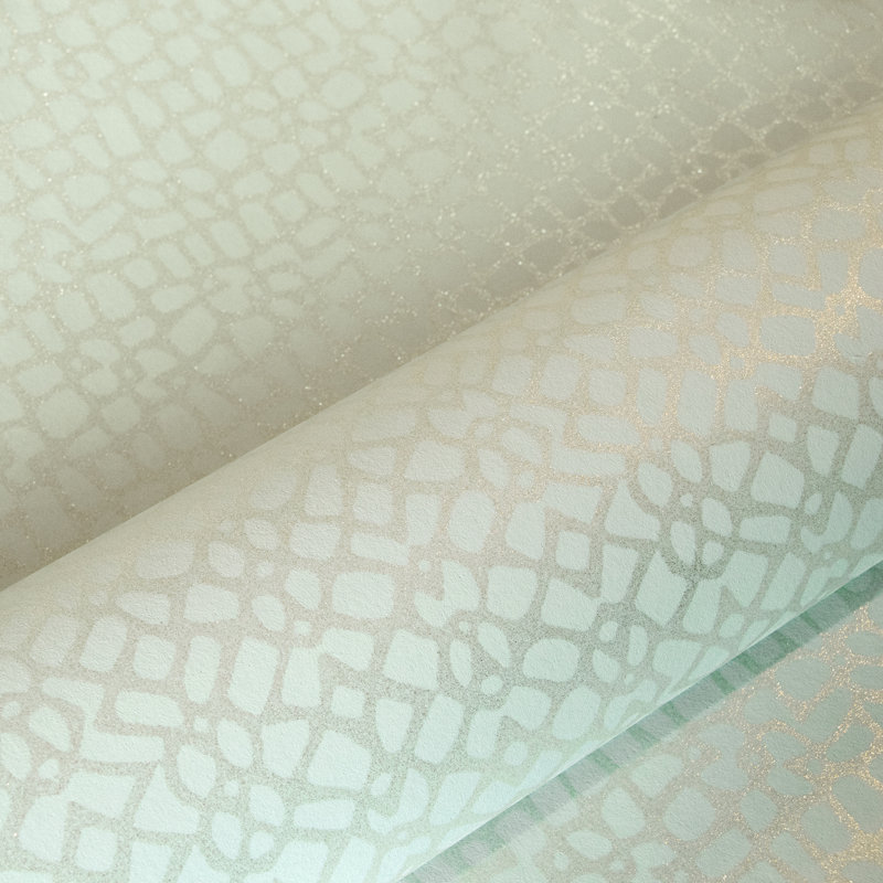 Slow Living Metallic Geometric Motif Wallpaper Roll, Frost Mint