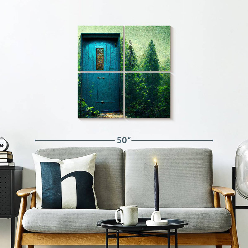 Kelan porte bleue dans le vert, H 26 po x l 26 po