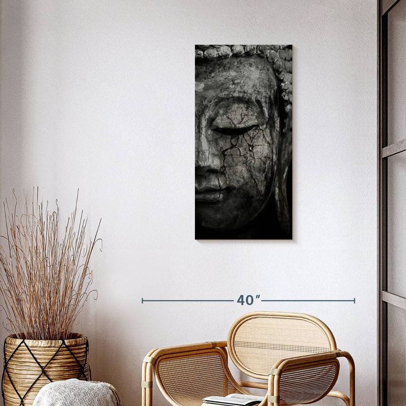 Bouddha méditant sur toile, H 36 po x l 18 po
