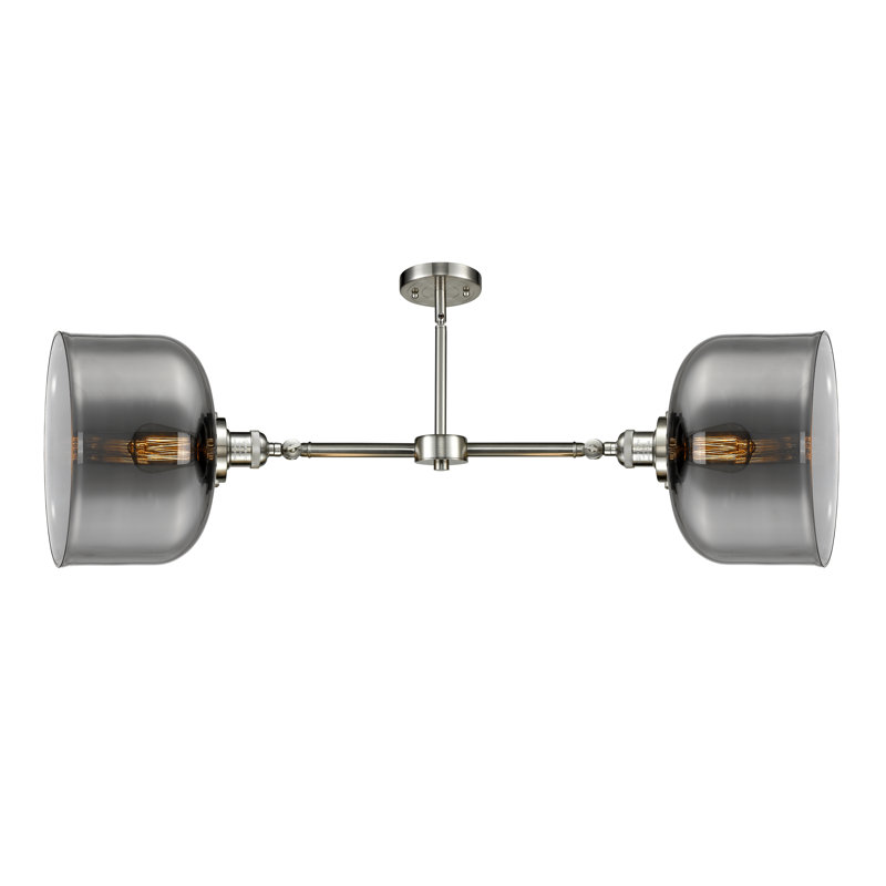 Bell 12" - 2 Light 21" Island Light, No Bulb Included, Plated Smoked, Brushed Satin Nickel