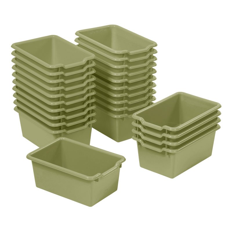 ECR4Kids Scoop Front Storage Bins, Multipurpose Organization, 25-Piece, Fern Green