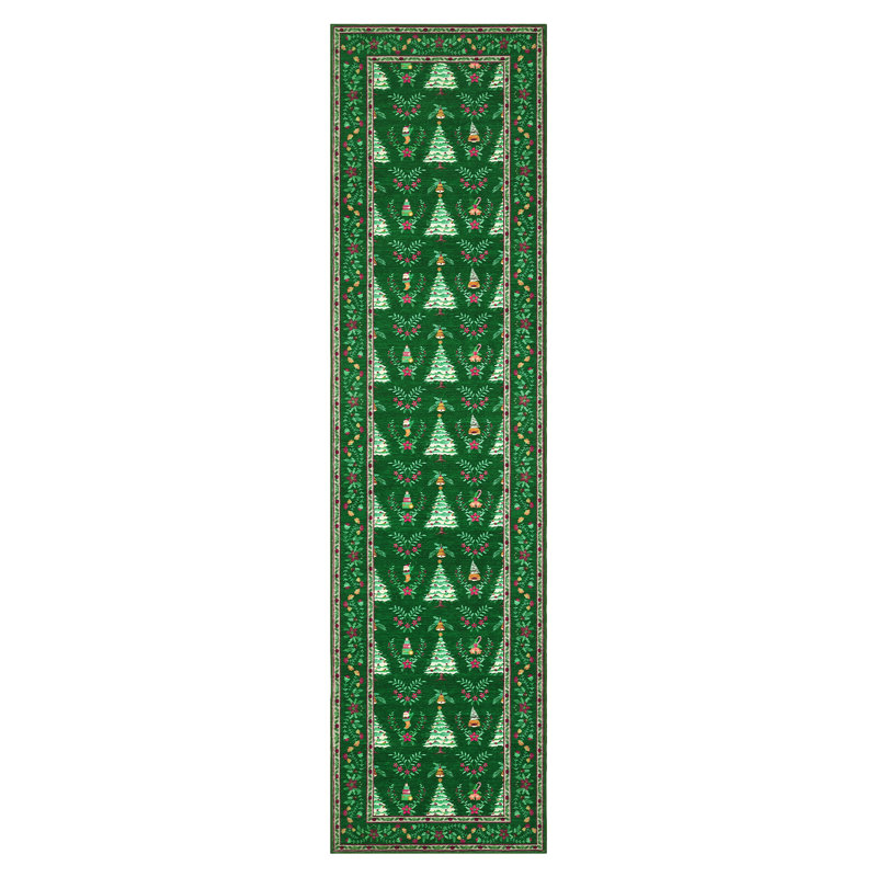 Machine Washable Christmas Rug Xmas Tree Floor Mats with Non-Slip Backing, Non Shedding Living Room Carpet, Decorative Holiday Indoor Rug for Bedroom, Nursery, Kitchen