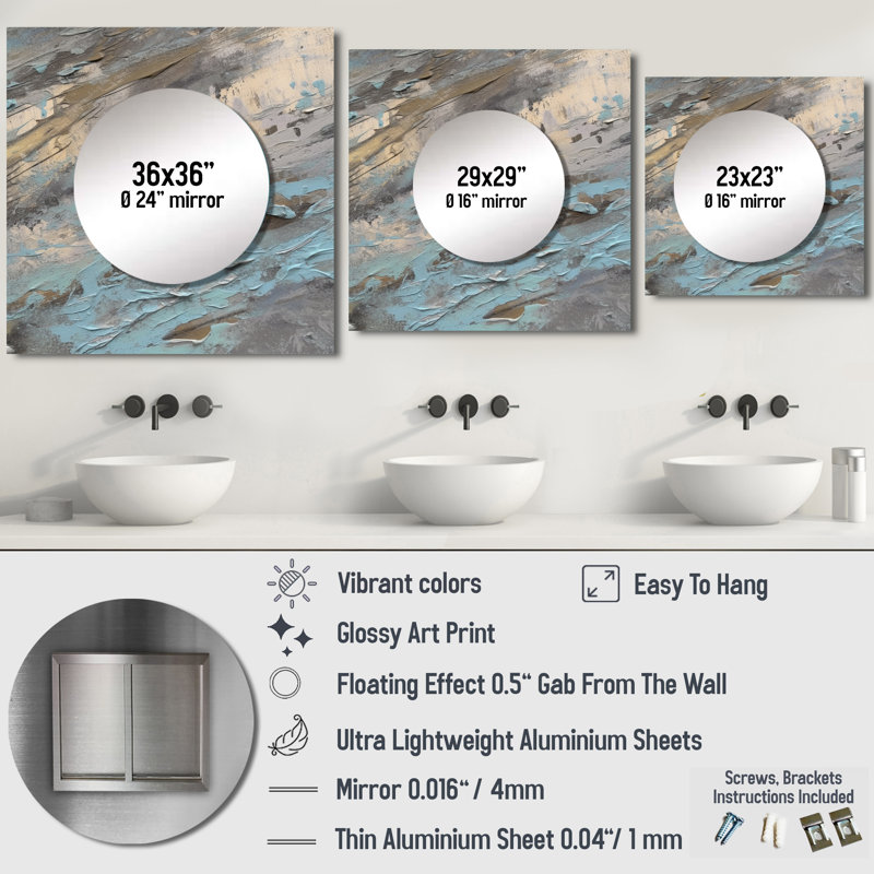 Milarain - Modern Geometric Square Mirror Wall Decor For Bedroom, 29" x 29"