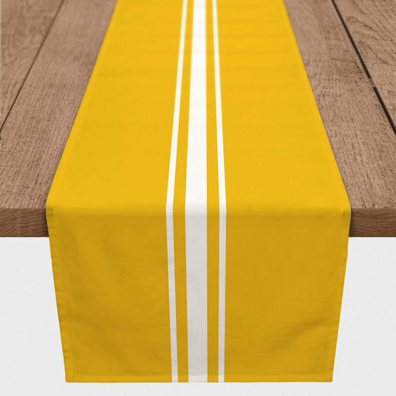 Chemin de table Lynda, Jaune, 90 po x 16 po, Rayé 1