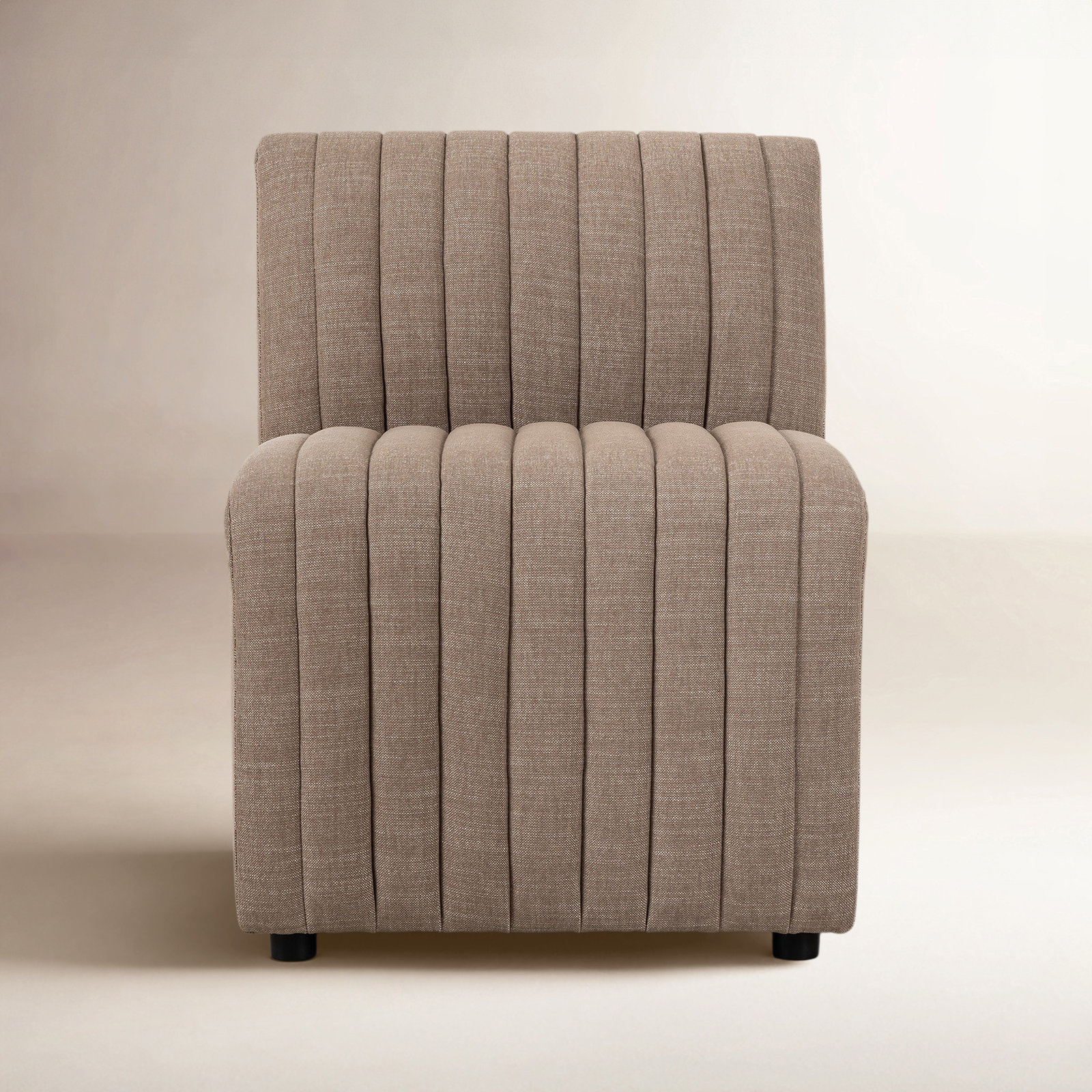 Brandt Genuine Leather Dining Chair, Crypton Nomad Taupe Polyester Blend