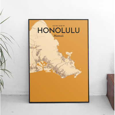 Honolulu City Map - No Frame Print