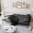 Futon Sofa Bed Convertible Folding Faux Leather Couch with 2 Cup Holders-637097285