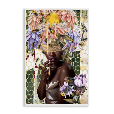 «Glam & Honeycomb Queen Bee», art de la giclée encadrée par Yvonne Coleman Burney