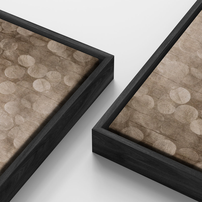 Très grand taupe chaud, impression abstraite de motif de cercle, 30" H x 60" W, Black