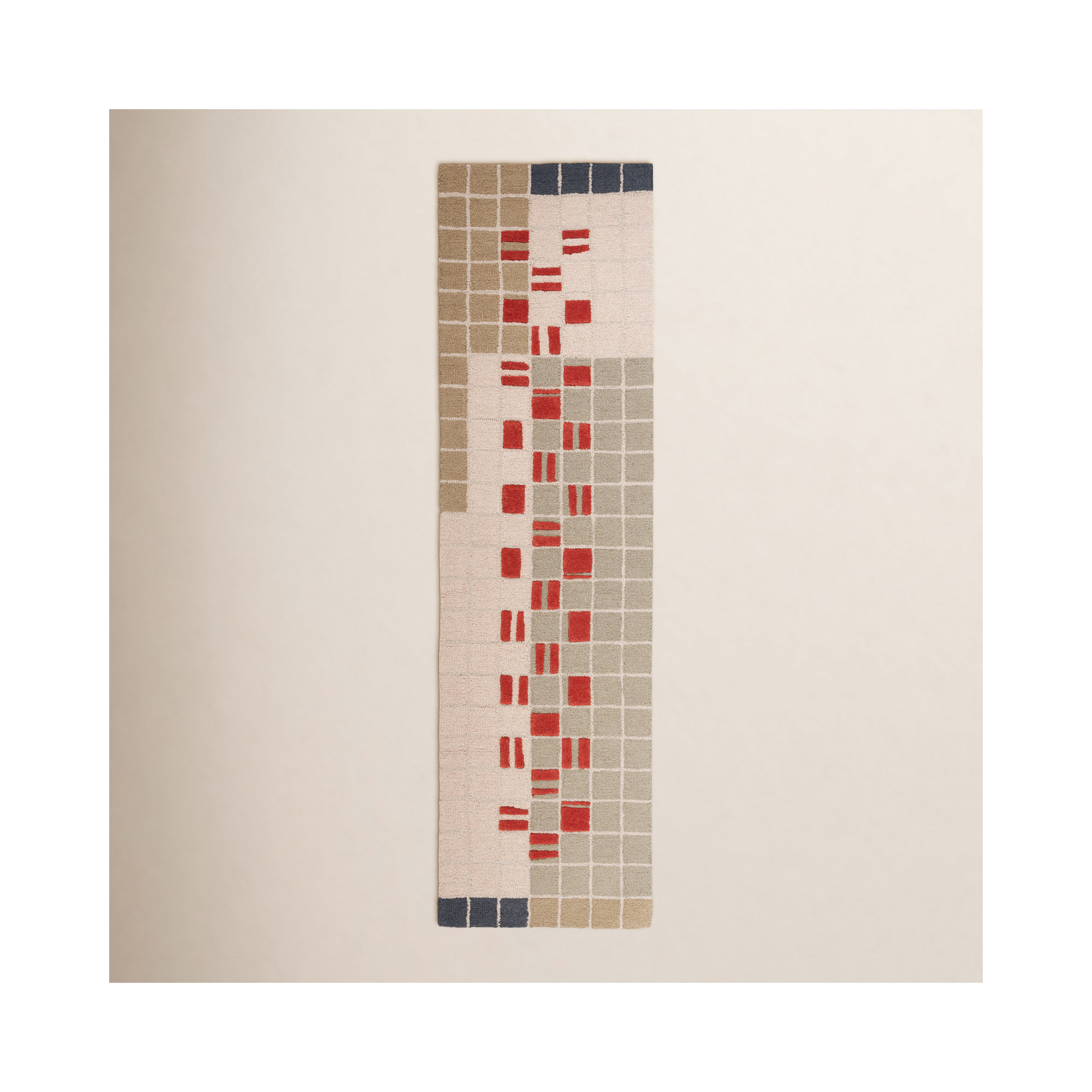 Elswick Geometric Hand Tufted Wool/Cotton Area Rug in Gray/Red/Beige, Runner 2'3" x 8'