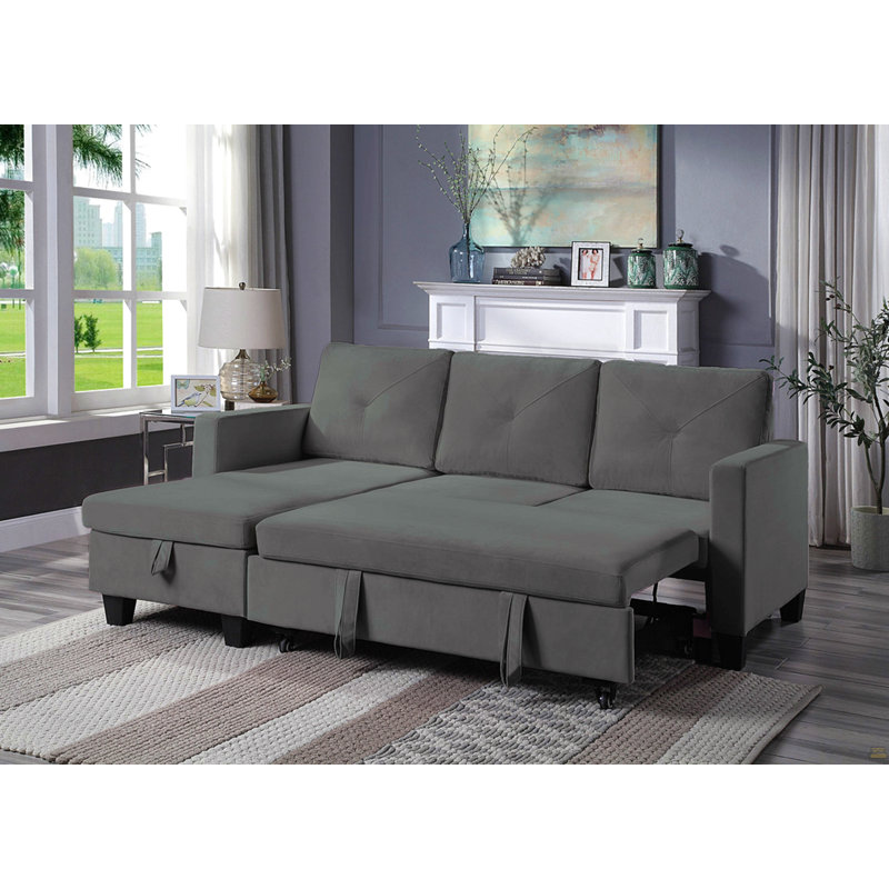 Canapé-lit modulaire en velours réversible 82,5 po Nova, Velours gris foncé