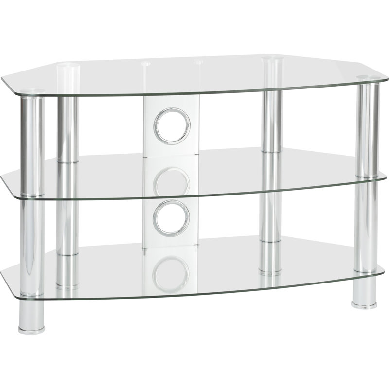 Mayaguana Unfinished TV Stand for TVs up to 43", Chrome / Clear, 51”H x 105”L x 40”W