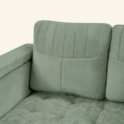 Curved Chaise Lounge 54.7" Upholstered Sofa Couch Sofa Bed with Tufted Seat and Detachable Pillows for Living Room