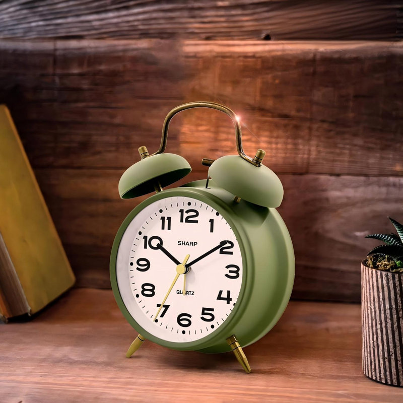 Réveil à double cloche pour gros dormeurs, 10 cm, sauge mate