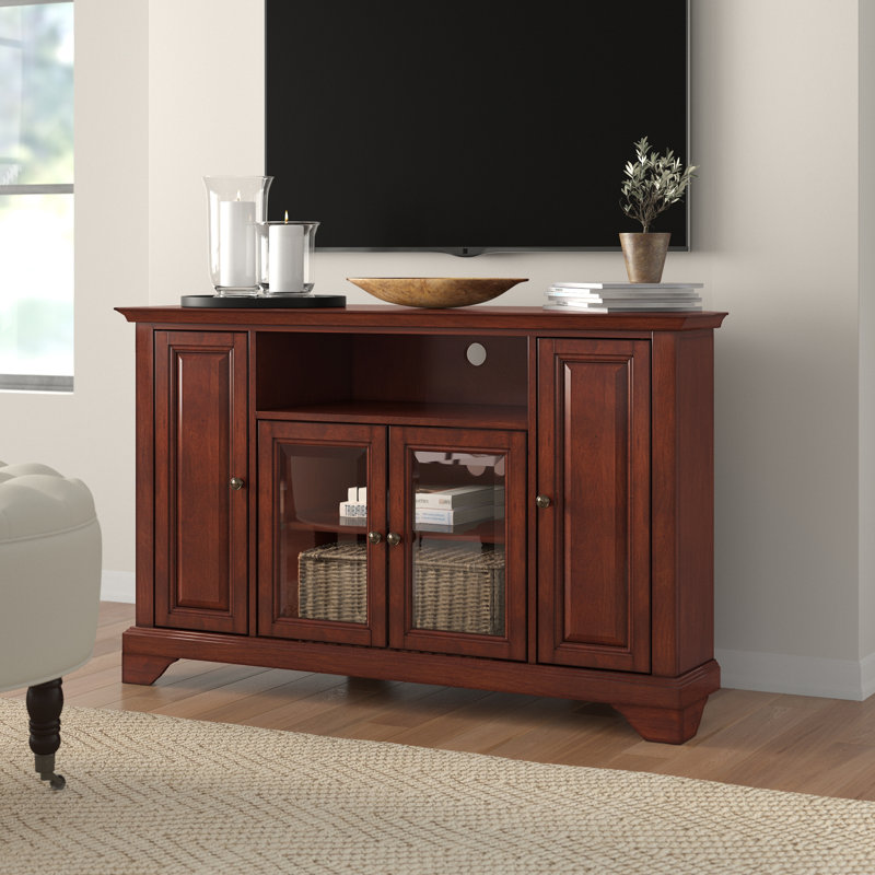Hedon Unfinished Corner TV Stand for TVs up to 52, Vintage Mahogany