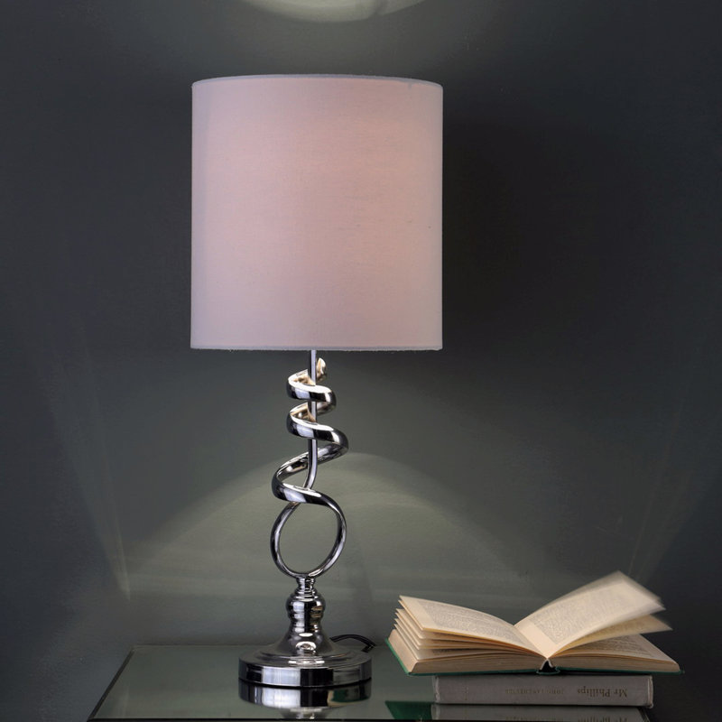 Abstract Brushed Silver Metal Table Lamp