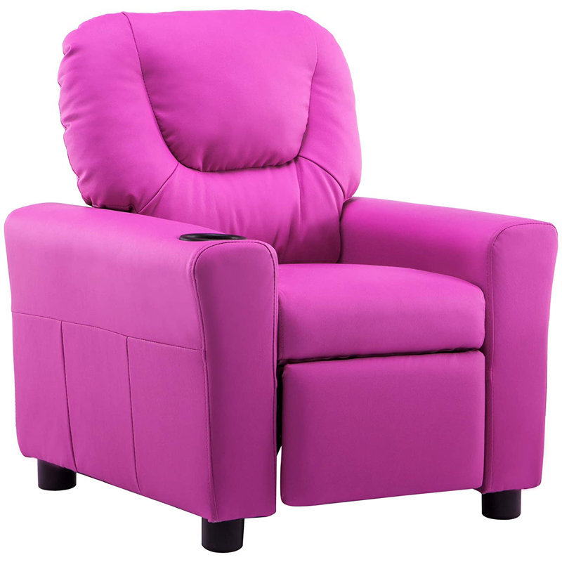 Crooms Kids Recliner Chair with Cup Holder, Pink