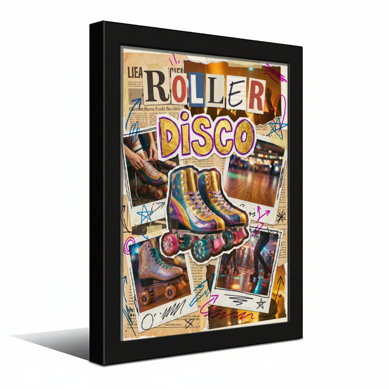 Fashion Roller Disco Skates Music Stars Dance Lampadaires, H 12 po x l 18 po, Toile tendue, Ne s’applique pas