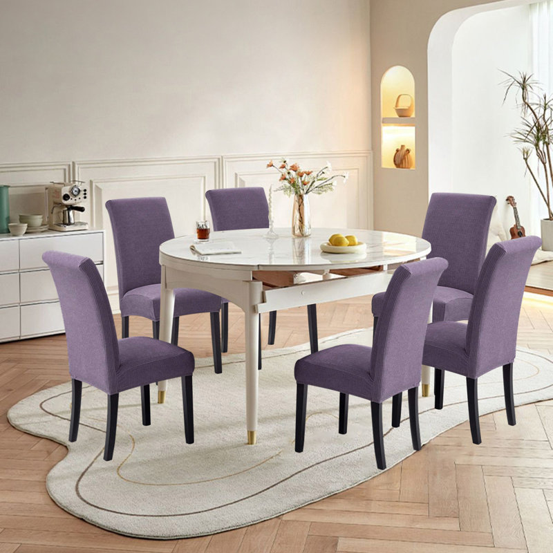 Housses de chaise, housses de chaise de salle à manger, protection de siège extensible, ensemble de 6, Mauve