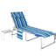 Chaises longues en acier à rayures bleues