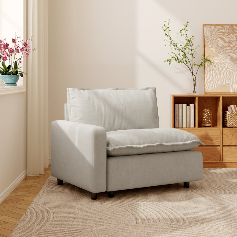 Gracey Linen Upholstery One-Armed Chair, Beige