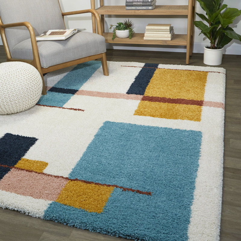 Tapis à poil long abstrait Huerta, Rectangle 7 pi 10 po x 10 pi