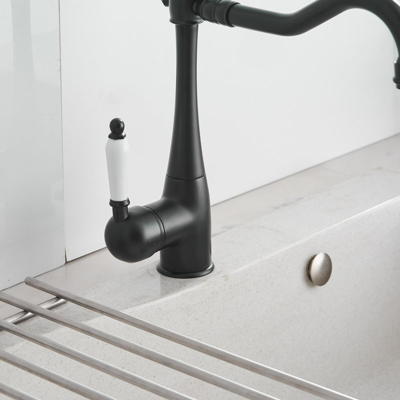 Traditional Single-Handle Standard Kitchen Faucet, Matte Black