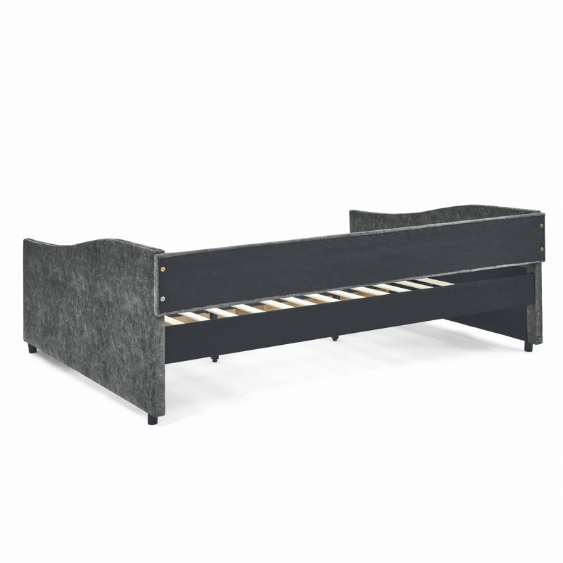 Daybed With Drawers, Upholstered Tufted Bed For Bedroom, Living Room, Gray