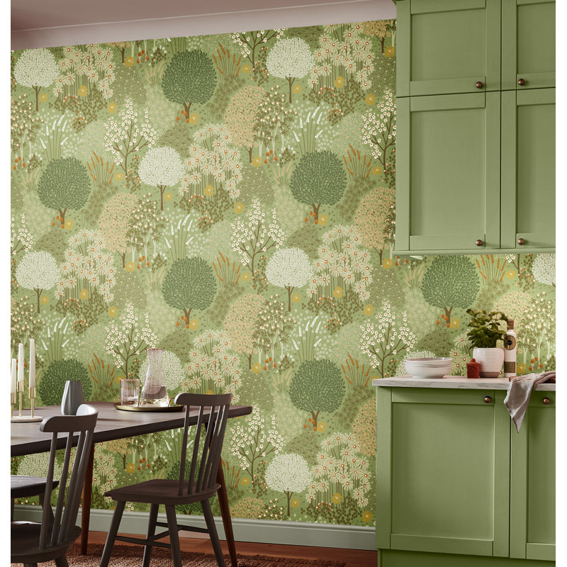 Fable Mustard Wallpaper, Green