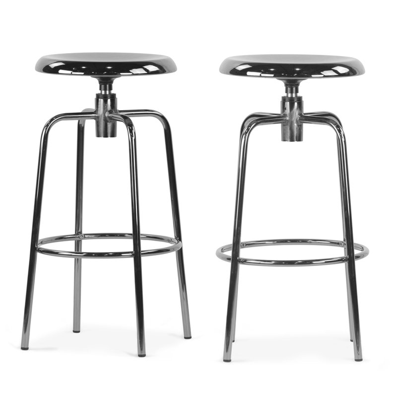 Tabouret Begic, Argent, Tabouret de comptoir (siège d'une hauteur de 27 p
