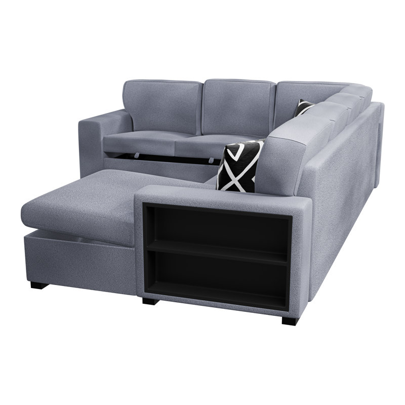 4-Piece Convertible Sectional, Gray Fabric