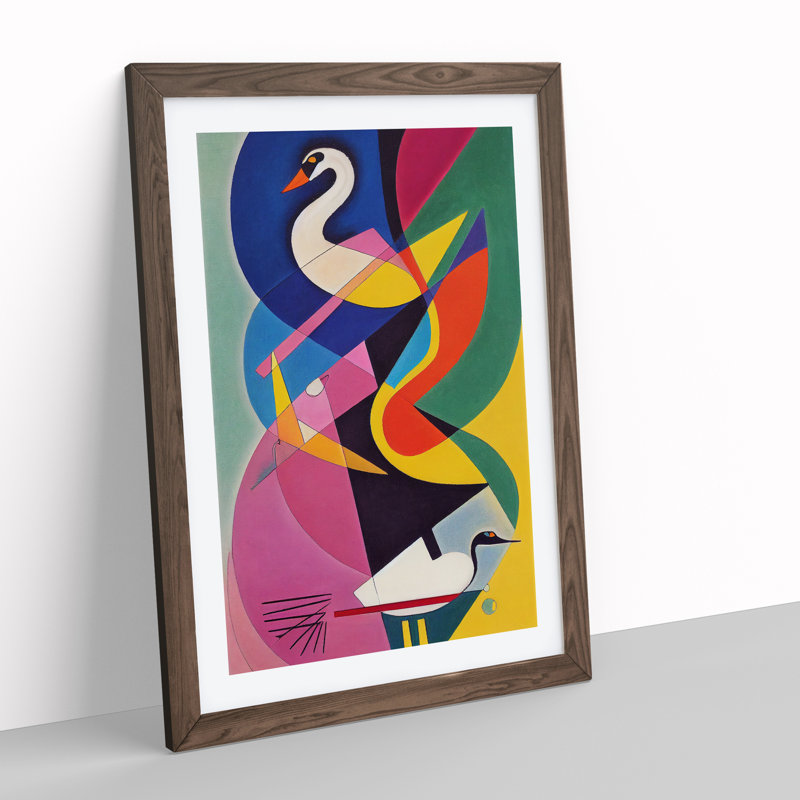 Swan in Abstract - Framed Print, Walnut Framed, 64cm H x 46cm W x 2cm D