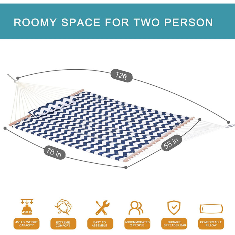Hamac à barre d'écartement double, Chevron bleu